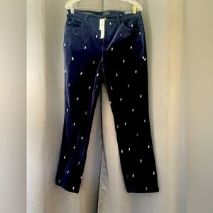 Talbots penguin blue velvet pants